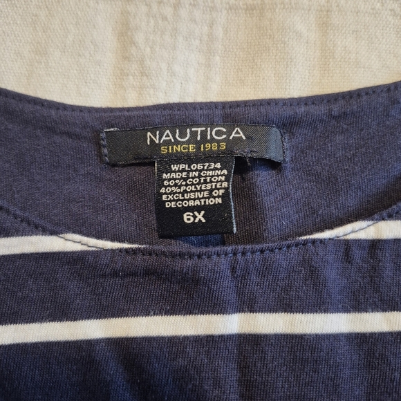 Nautica girls size 6X blue & white stripe tank top, EUC - Picture 2 of 3